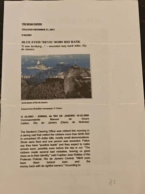 The Noah Papers, English page 9: Blue eyed “Devil” robs Rio bank